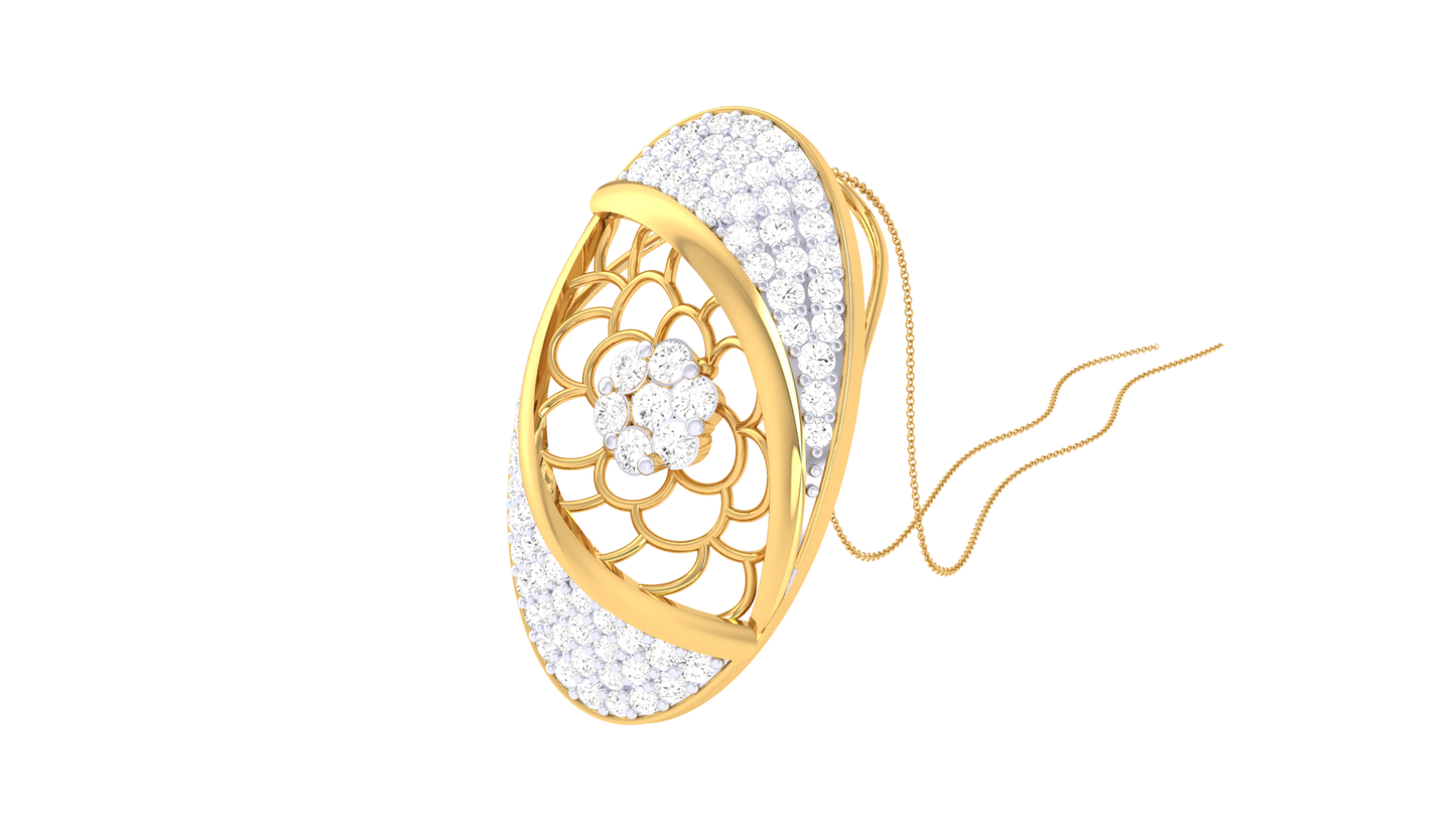 Floral Lattice Pendant In Gold – 0.58 Ct Diamonds