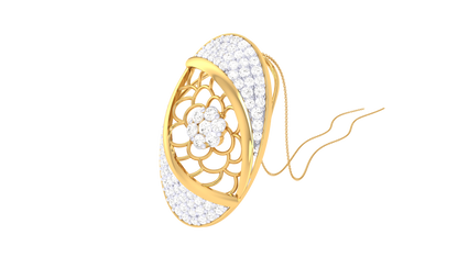 Floral Lattice Pendant In Gold – 0.58 Ct Diamonds