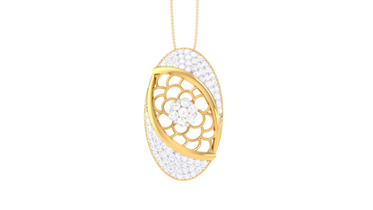 Floral Lattice Pendant In Gold – 0.58 Ct Diamonds