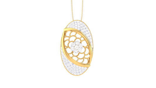 Floral Lattice Pendant In Gold – 0.58 Ct Diamonds