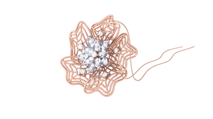 Golden Snowflake Pendant - 0.17 Ct Sparkling Diamonds