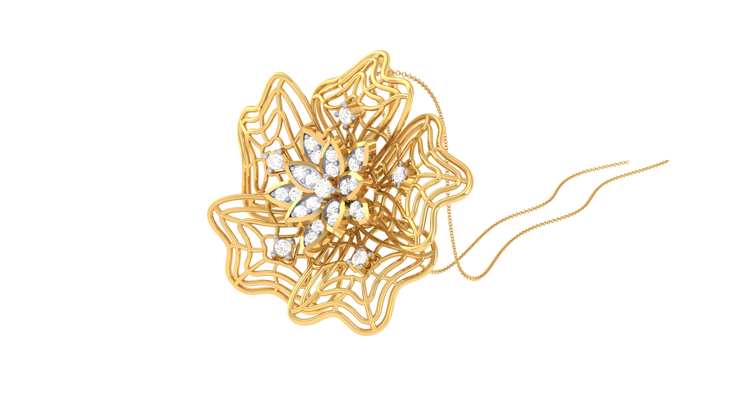 Golden Snowflake Pendant - 0.17 Ct Sparkling Diamonds