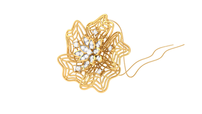 Golden Snowflake Pendant - 0.17 Ct Sparkling Diamonds