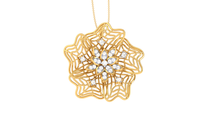 Golden Snowflake Pendant - 0.17 Ct Sparkling Diamonds