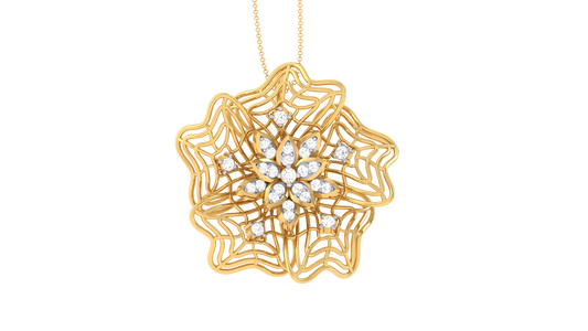 Golden Snowflake Pendant - 0.17 Ct Sparkling Diamonds