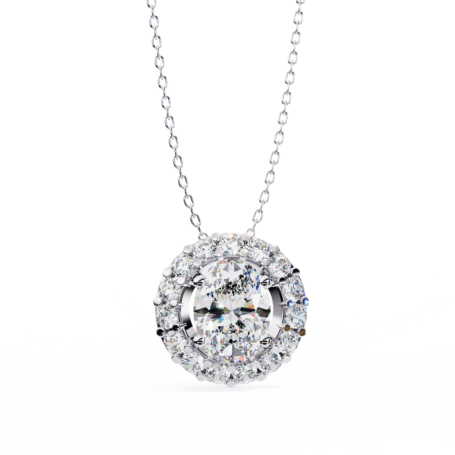 Timeless Radiance: Oval Halo Diamond Pendant in Yellow Gold- 0.97 Ct