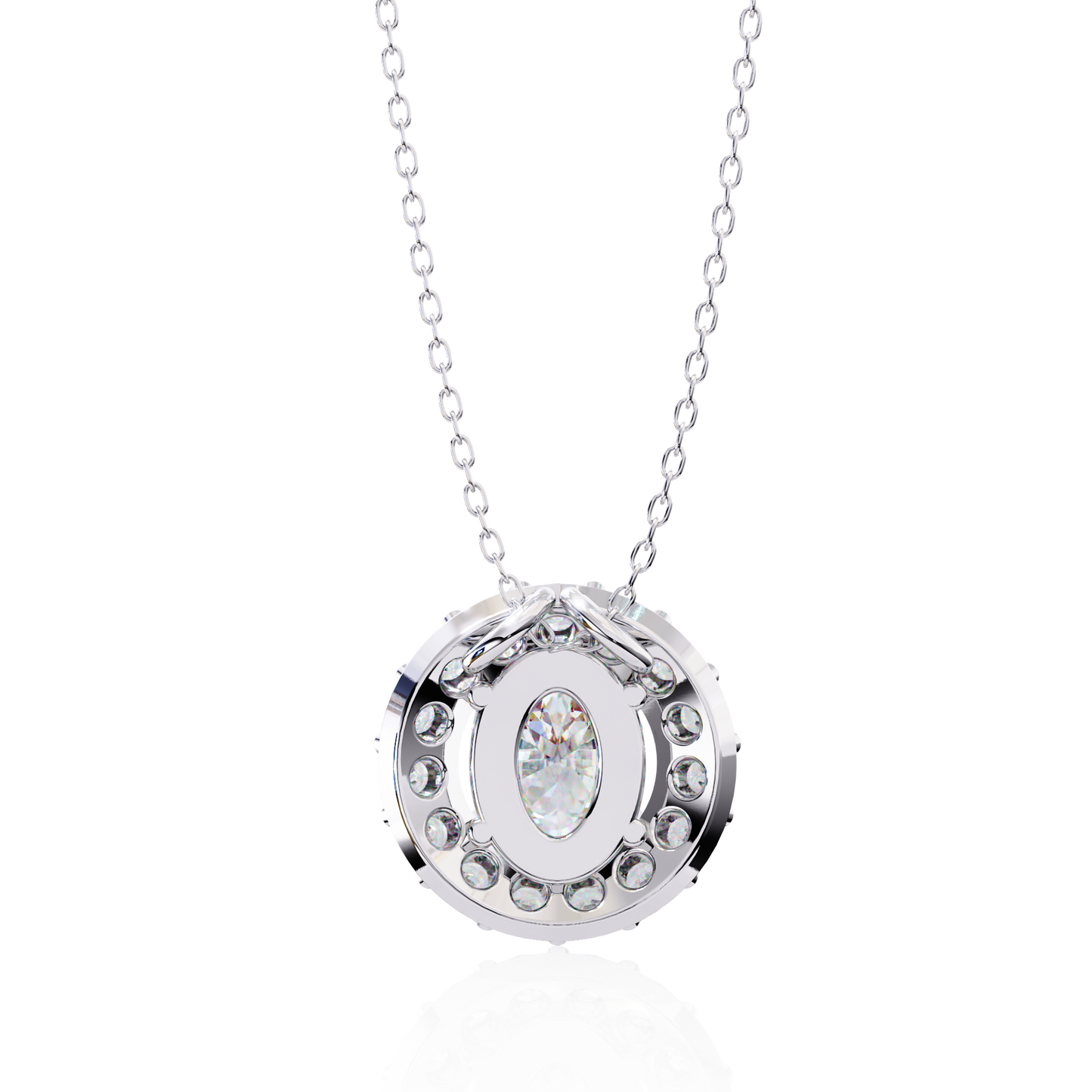 Timeless Radiance: Oval Halo Diamond Pendant in Yellow Gold- 0.97 Ct