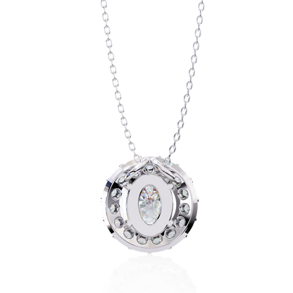 Timeless Radiance: Oval Halo Diamond Pendant in Yellow Gold- 0.97 Ct