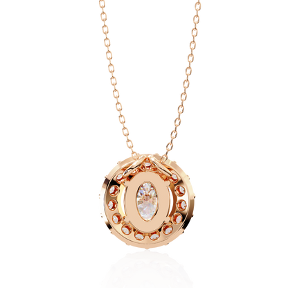 Timeless Radiance: Oval Halo Diamond Pendant in Yellow Gold- 0.97 Ct