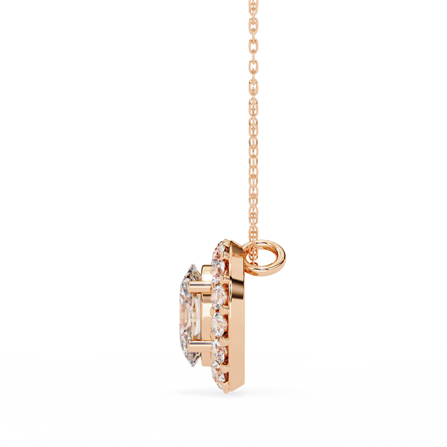 Timeless Radiance: Oval Halo Diamond Pendant in Yellow Gold- 0.97 Ct