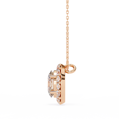 Timeless Radiance: Oval Halo Diamond Pendant in Yellow Gold- 0.97 Ct