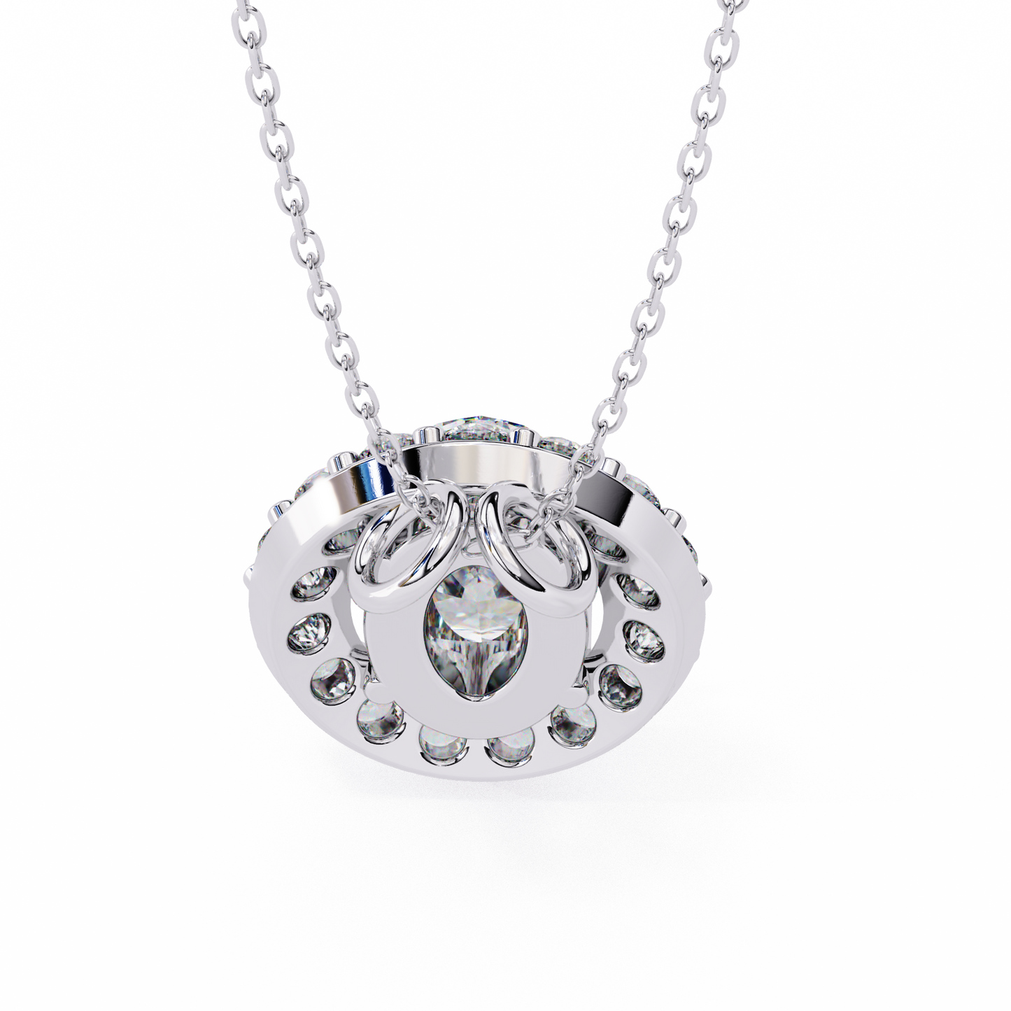 Timeless Radiance: Oval Halo Diamond Pendant in Yellow Gold- 0.97 Ct