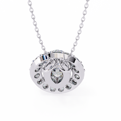 Timeless Radiance: Oval Halo Diamond Pendant in Yellow Gold- 0.97 Ct