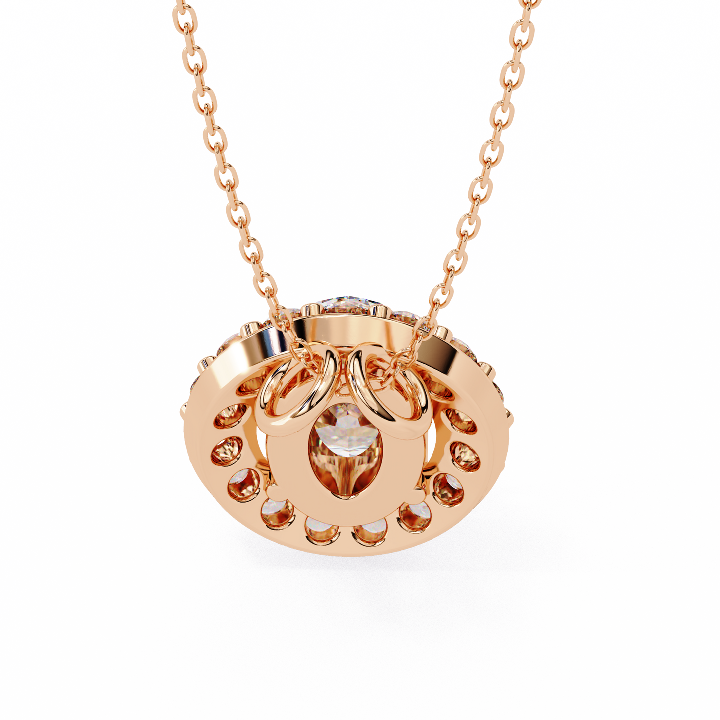 Timeless Radiance: Oval Halo Diamond Pendant in Yellow Gold- 0.97 Ct
