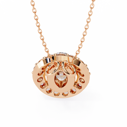 Timeless Radiance: Oval Halo Diamond Pendant in Yellow Gold- 0.97 Ct