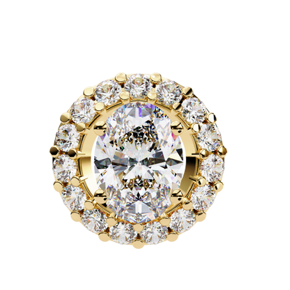 Timeless Radiance: Oval Halo Diamond Pendant in Yellow Gold- 0.97 Ct
