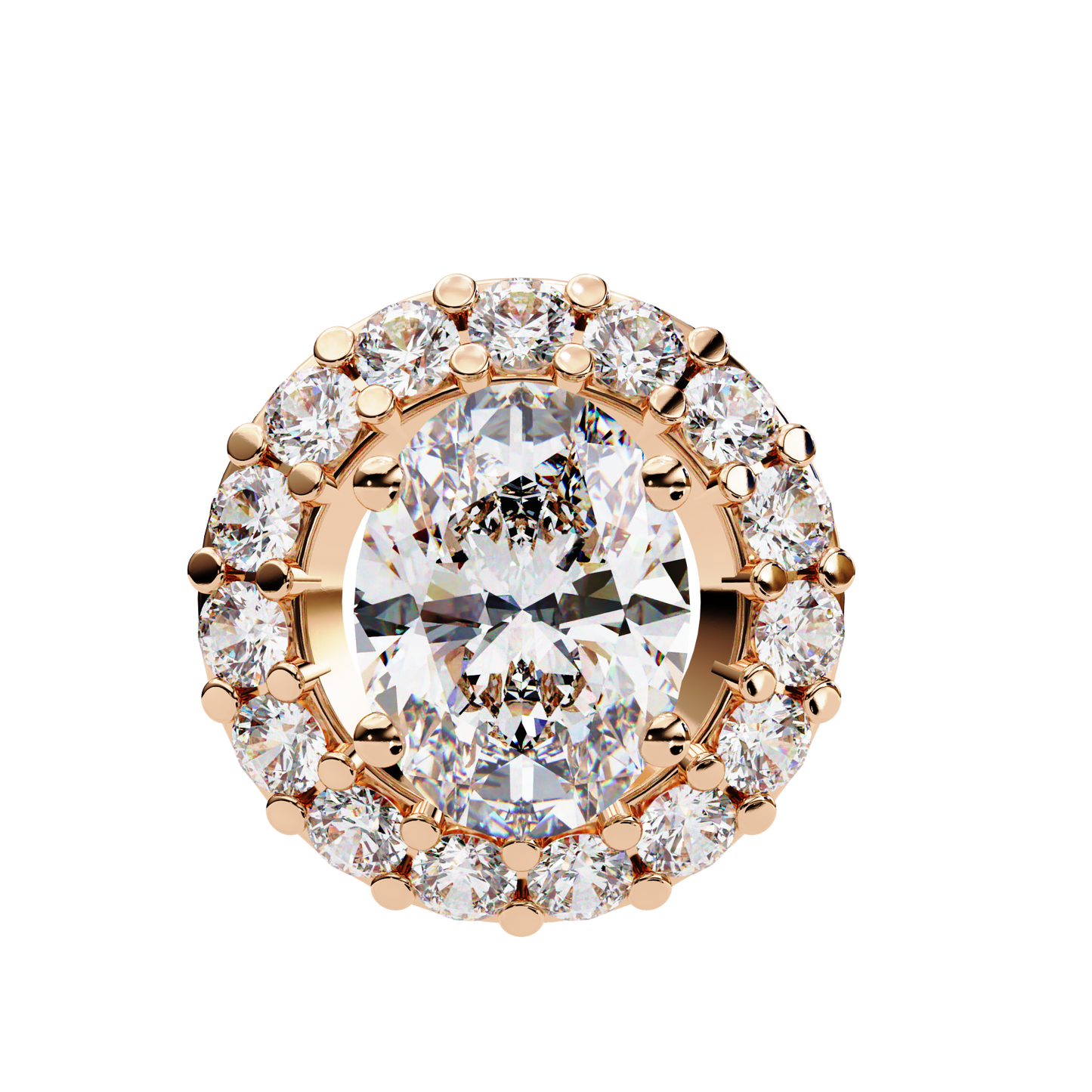 Timeless Radiance: Oval Halo Diamond Pendant in Yellow Gold- 0.97 Ct