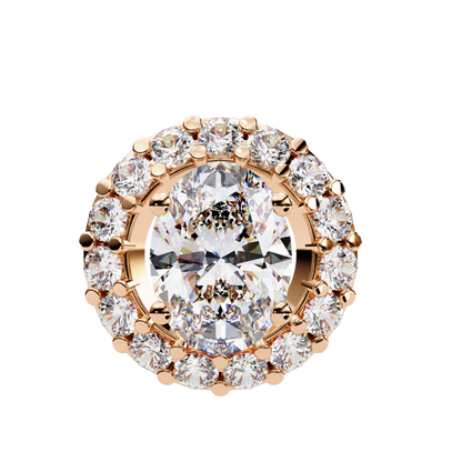 Timeless Radiance: Oval Halo Diamond Pendant in Yellow Gold- 0.97 Ct