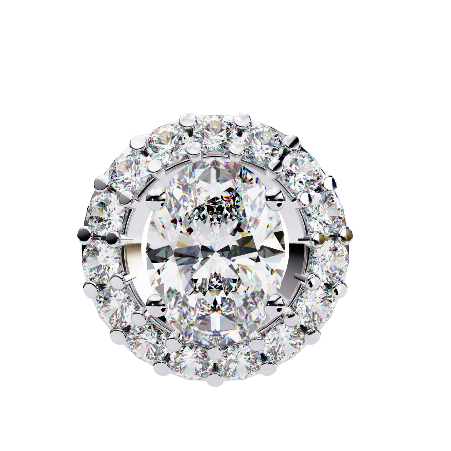 Timeless Radiance: Oval Halo Diamond Pendant in Yellow Gold- 0.97 Ct