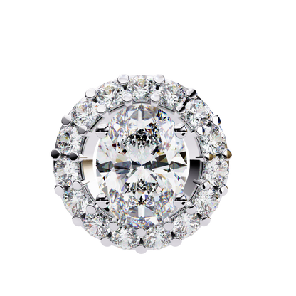 Timeless Radiance: Oval Halo Diamond Pendant in Yellow Gold- 0.97 Ct