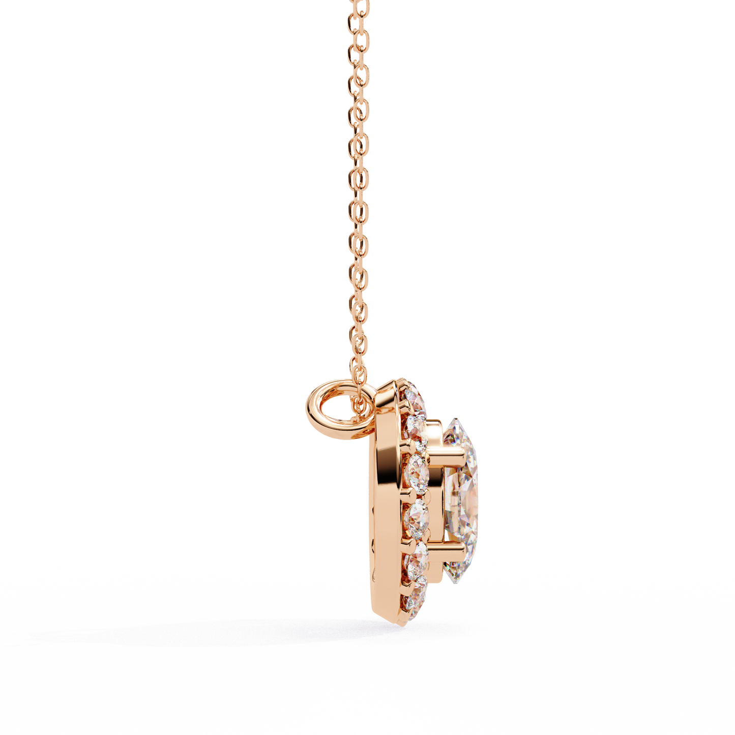 Timeless Radiance: Oval Halo Diamond Pendant in Yellow Gold- 0.97 Ct