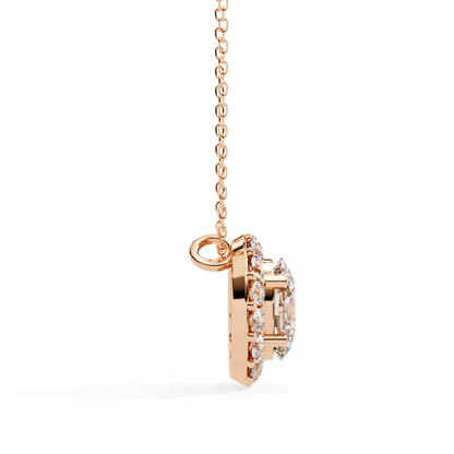 Timeless Radiance: Oval Halo Diamond Pendant in Yellow Gold- 0.97 Ct