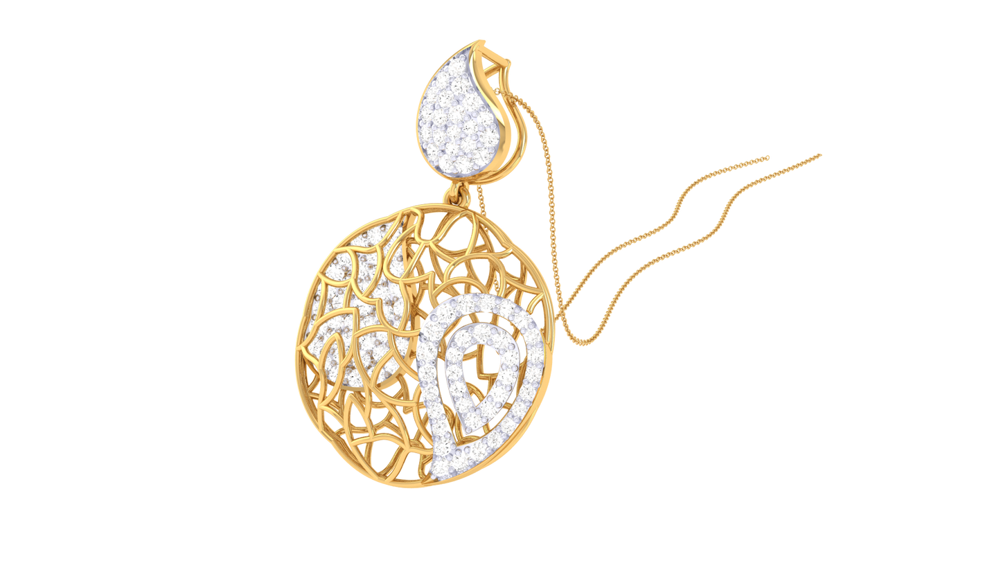 Teardrop & Paisley Pendant In Gold – 0.72 Ct Diamonds