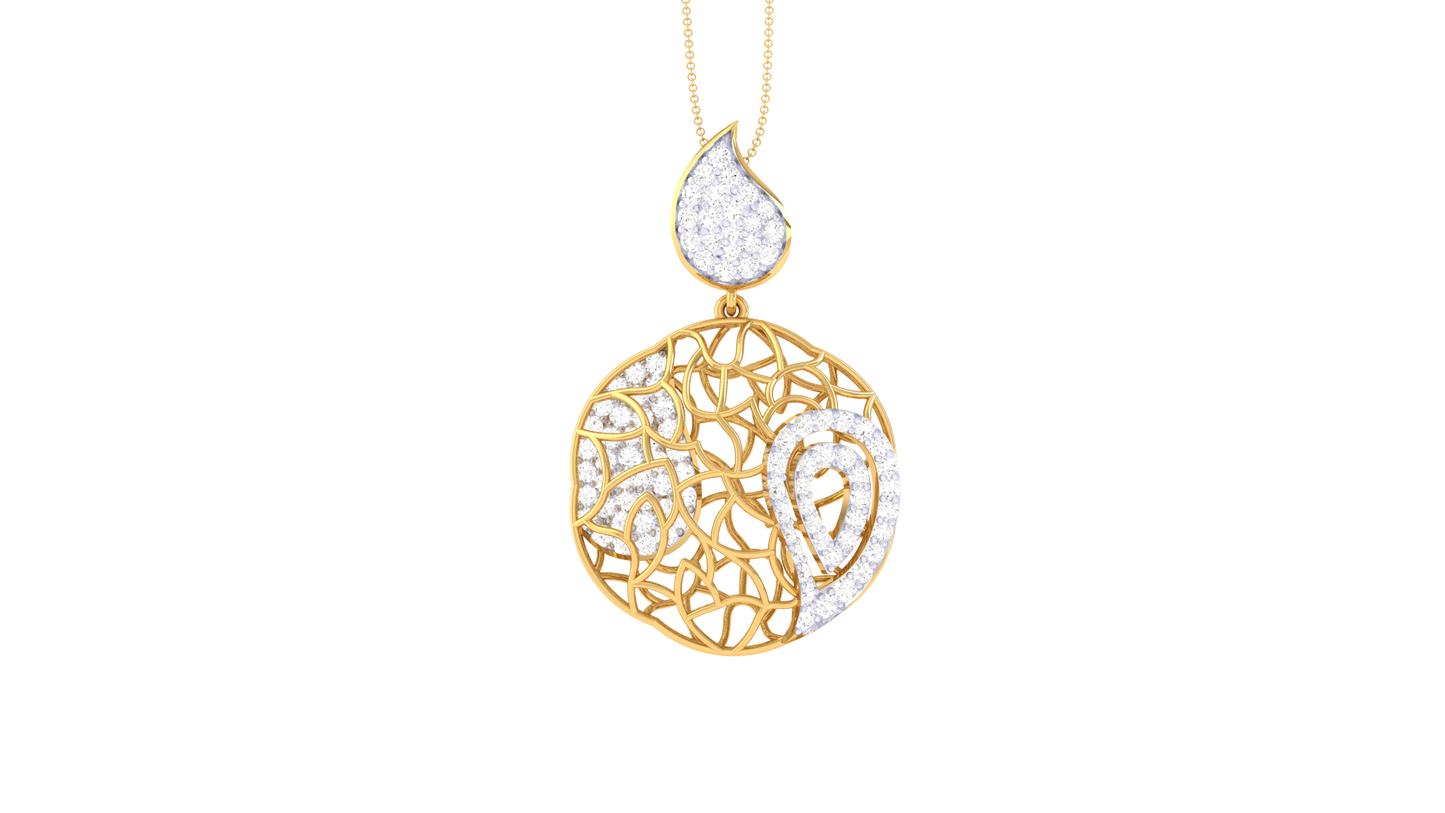 Teardrop & Paisley Pendant In Gold – 0.72 Ct Diamonds