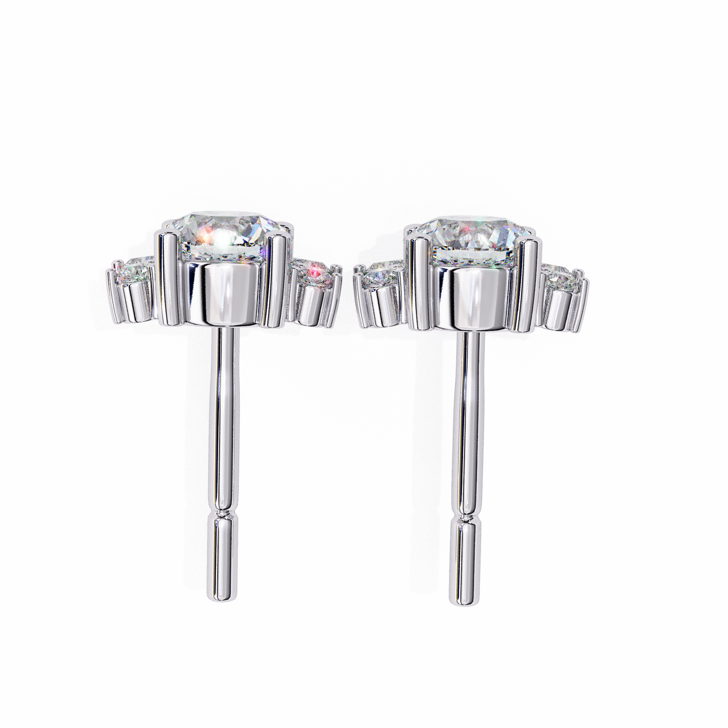 Celestial Radiance Diamond Cluster Studs Earrings in Gold - 0.68 Ct
