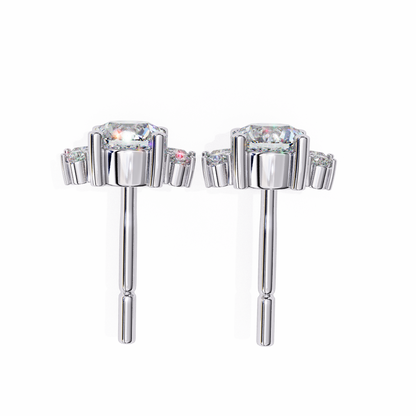 Celestial Radiance Diamond Cluster Studs Earrings in Gold - 0.68 Ct