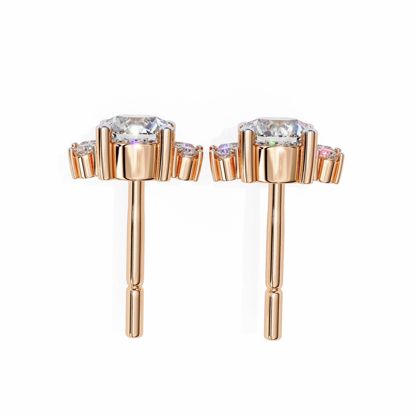 Celestial Radiance Diamond Cluster Studs Earrings in Gold - 0.68 Ct