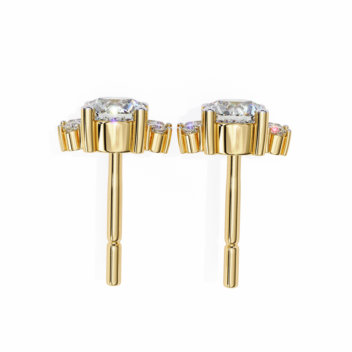 Celestial Radiance Diamond Cluster Studs Earrings in Gold - 0.68 Ct