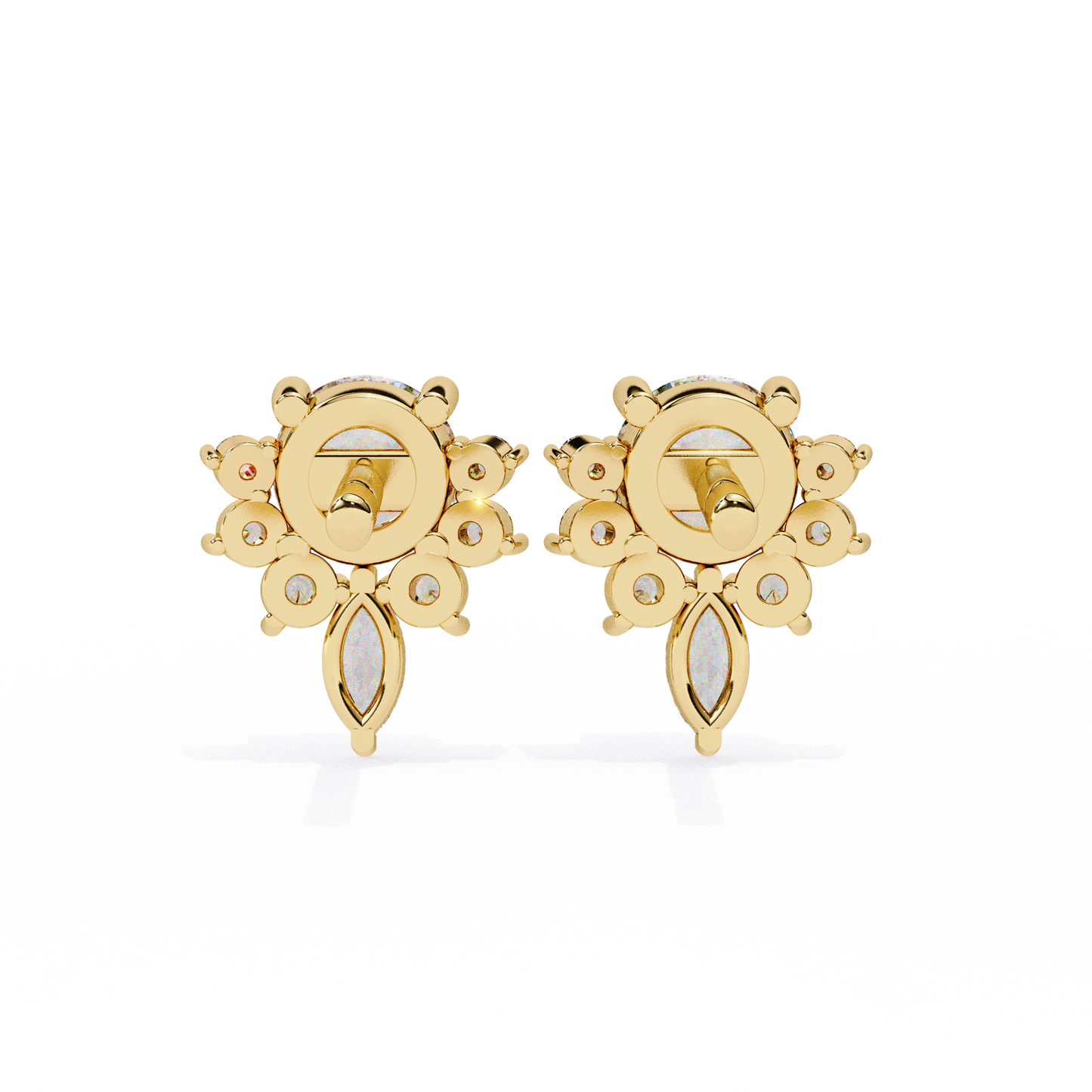 Celestial Radiance Diamond Cluster Studs Earrings in Gold - 0.68 Ct