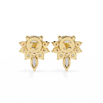 Celestial Radiance Diamond Cluster Studs Earrings in Gold - 0.68 Ct