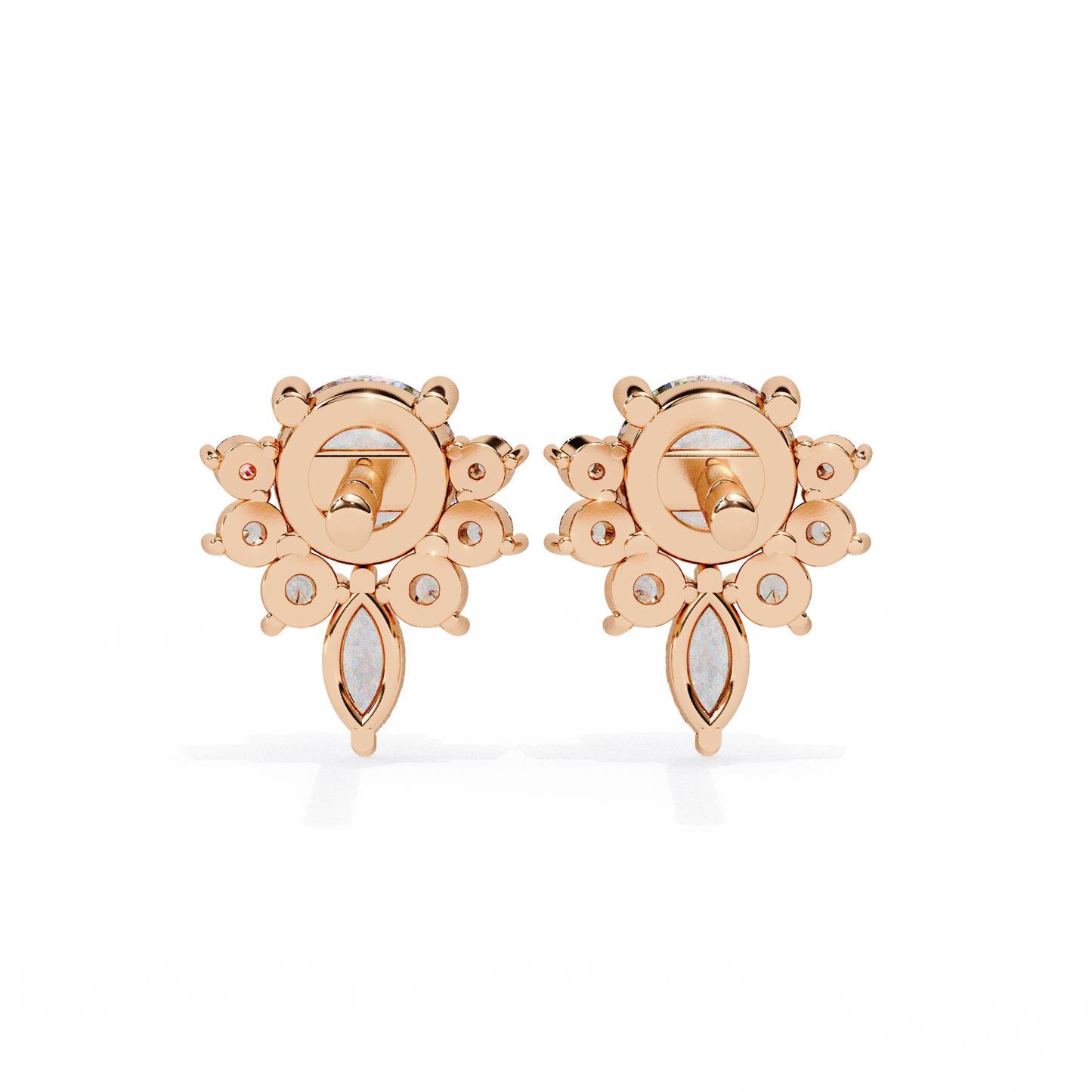 Celestial Radiance Diamond Cluster Studs Earrings in Gold - 0.68 Ct