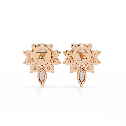 Celestial Radiance Diamond Cluster Studs Earrings in Gold - 0.68 Ct