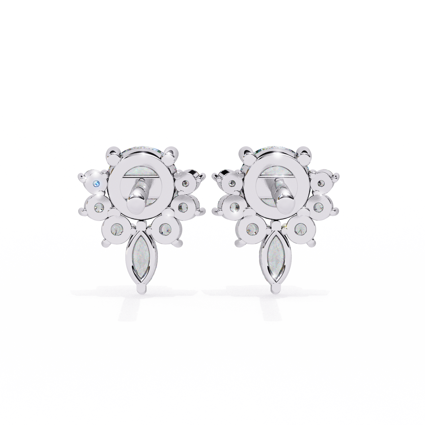 Celestial Radiance Diamond Cluster Studs Earrings in Gold - 0.68 Ct