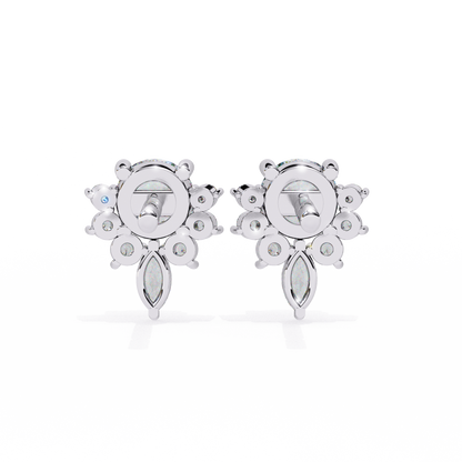 Celestial Radiance Diamond Cluster Studs Earrings in Gold - 0.68 Ct