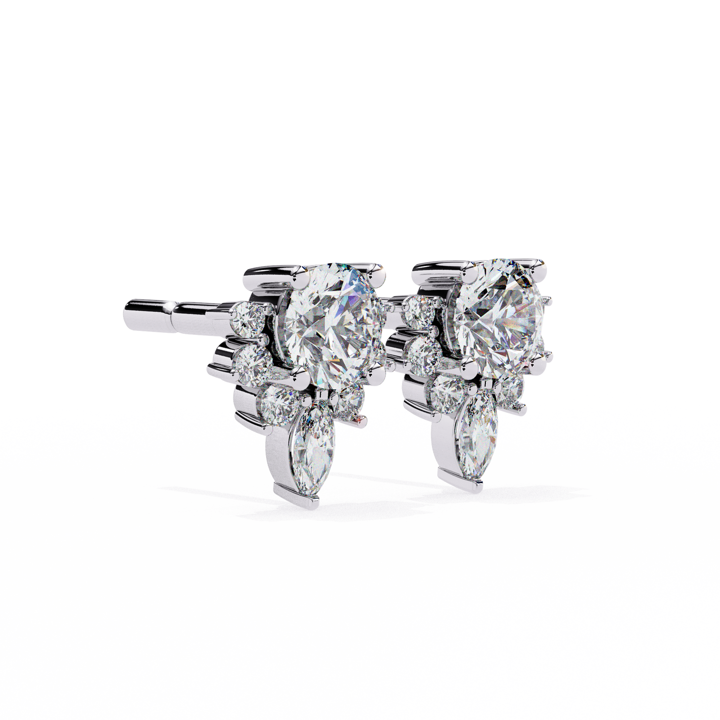 Celestial Radiance Diamond Cluster Studs Earrings in Gold - 0.68 Ct