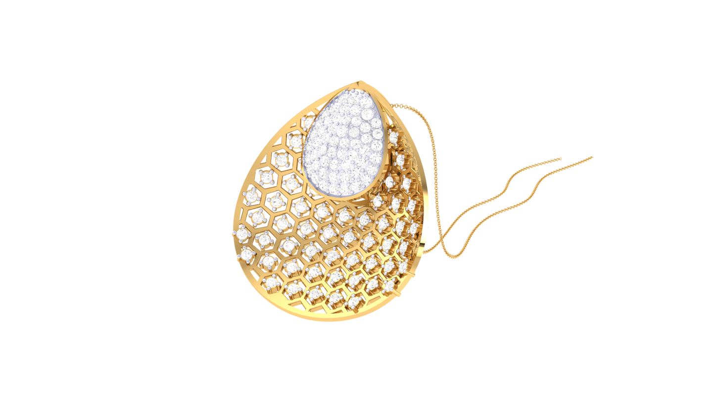 Woven Solitaire Gold Pendent - 0.95 Ct Briliant Cut Diamonds
