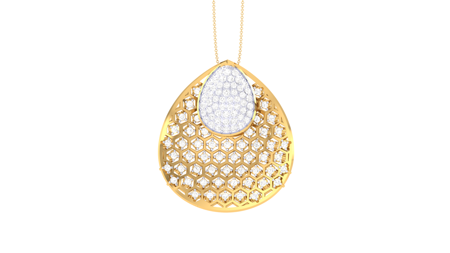 Woven Solitaire Gold Pendent - 0.95 Ct Briliant Cut Diamonds