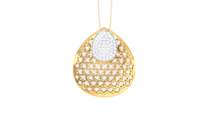 Woven Solitaire Gold Pendent - 0.95 Ct Briliant Cut Diamonds