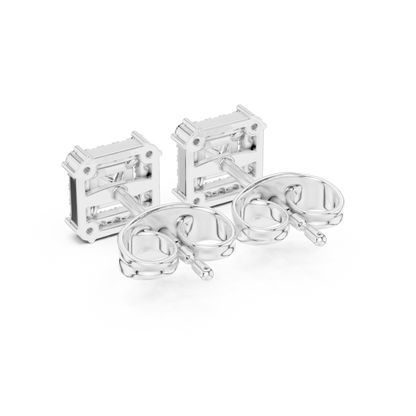 0.43ctw Princess Cut Diamond Square Halo Stud Earrings - Yellow Gold