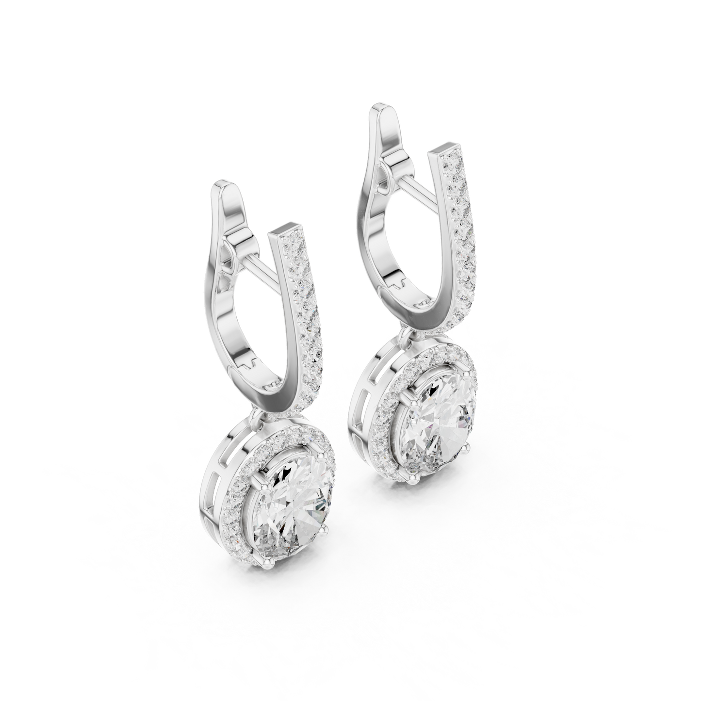 4.02ctw Oval Cut Diamond Halo Drop Huggie Earrings - Rose Gold
