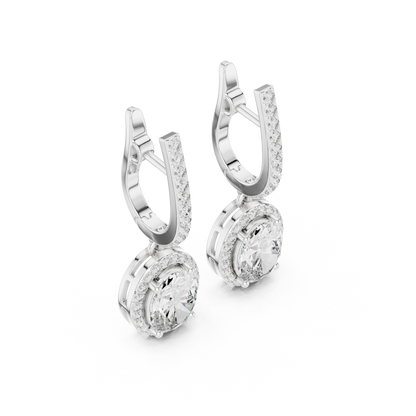 4.02ctw Oval Cut Diamond Halo Drop Huggie Earrings - Rose Gold