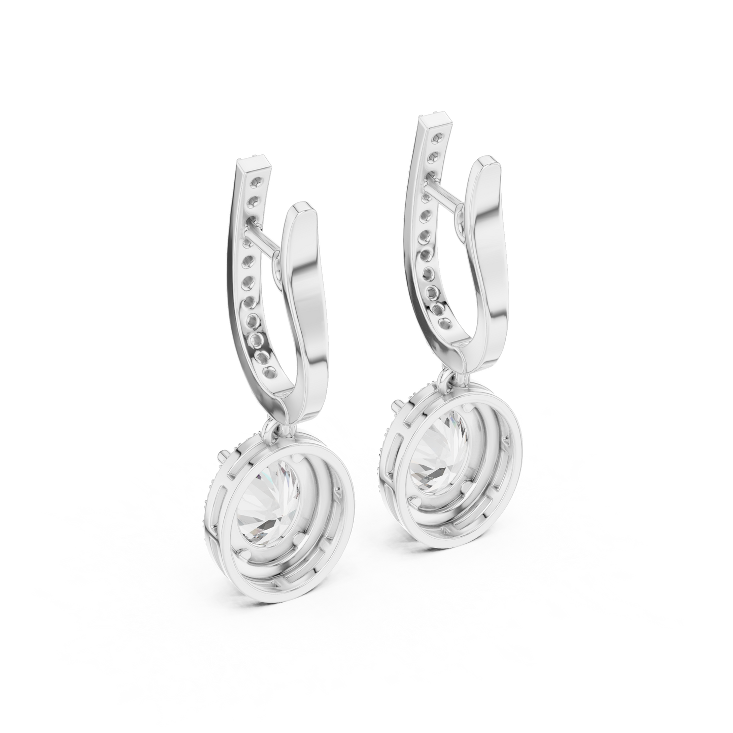 4.02ctw Oval Cut Diamond Halo Drop Huggie Earrings - Rose Gold