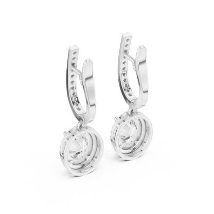 4.02ctw Oval Cut Diamond Halo Drop Huggie Earrings - Rose Gold