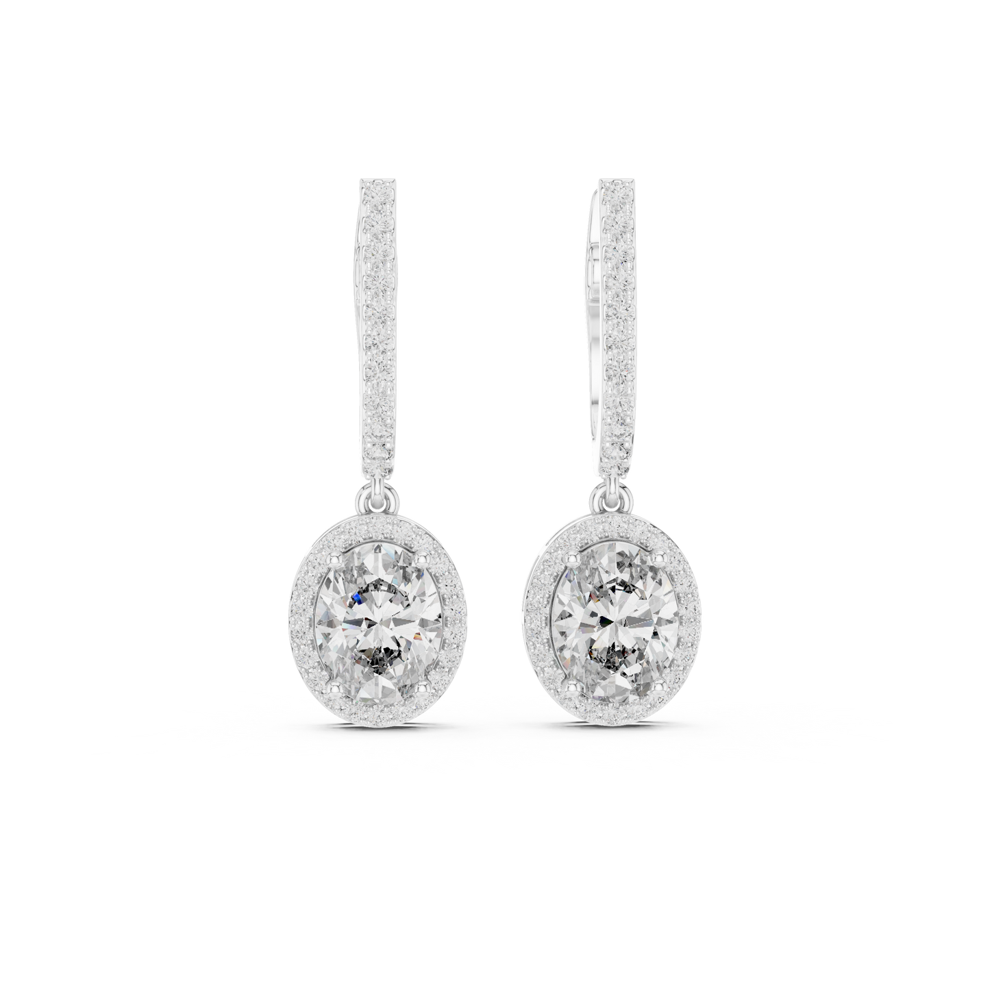 4.02ctw Oval Cut Diamond Halo Drop Huggie Earrings - Rose Gold