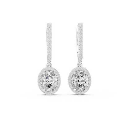 4.02ctw Oval Cut Diamond Halo Drop Huggie Earrings - Rose Gold