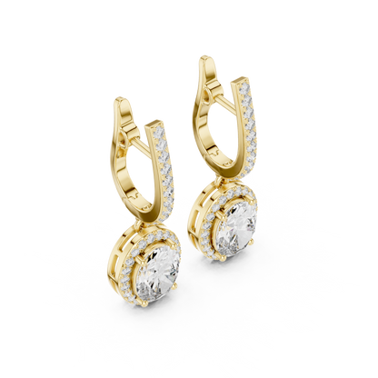 4.02ctw Oval Cut Diamond Halo Drop Huggie Earrings - Rose Gold